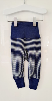 Cosilana Baby-Hose mit Bund Wolle/Seide MARINE (Dunkelblau)-NATUR GESTREIFT