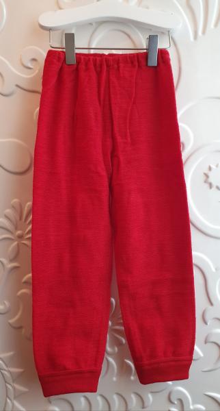 Cosilana Schlafanzug Zweiteiler aus Wollfrottee ROT-MELANGE