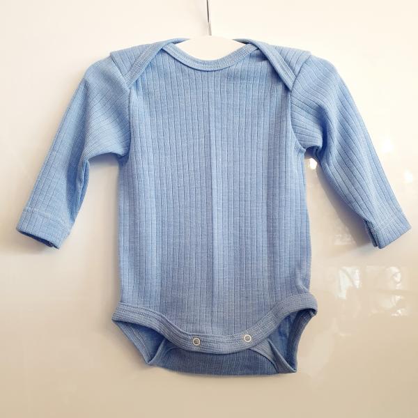 Cosilana Body Langarm Baumwolle-Wolle/Seide UNI-BLAU-MELIERT (Hellblau)