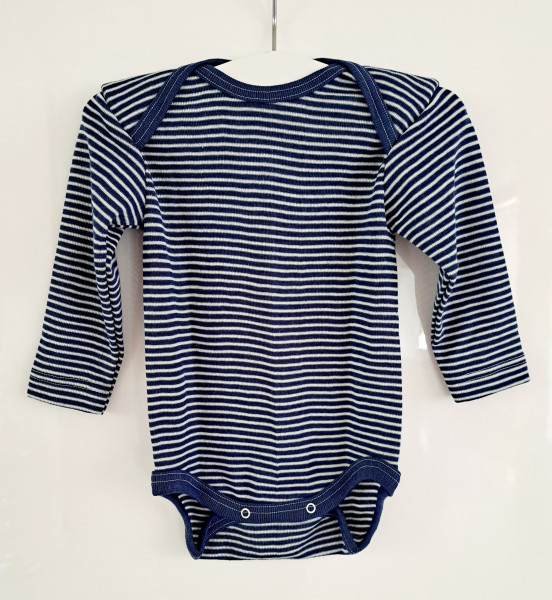 Cosilana Body Langarm Wolle/Seide MARINE (Dunkelblau)-NATUR GESTREIFT