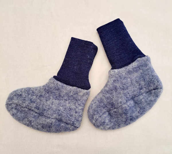 Cosilana Fleece-Baby-Schühchen MARINE (Dunkelblau)-MELANGE